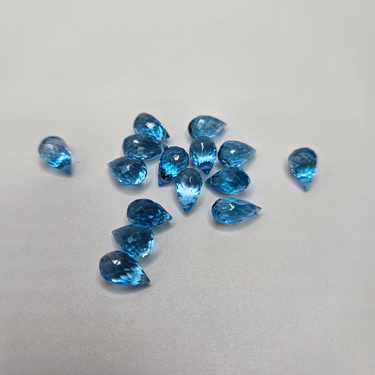 Swiss Blue Topaz Faceted Drop Single.
