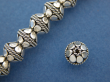 SS Small Bead w/ Polished Circular Discs Oxidized w/ Lacquer creating more definition 6 x 8 mm