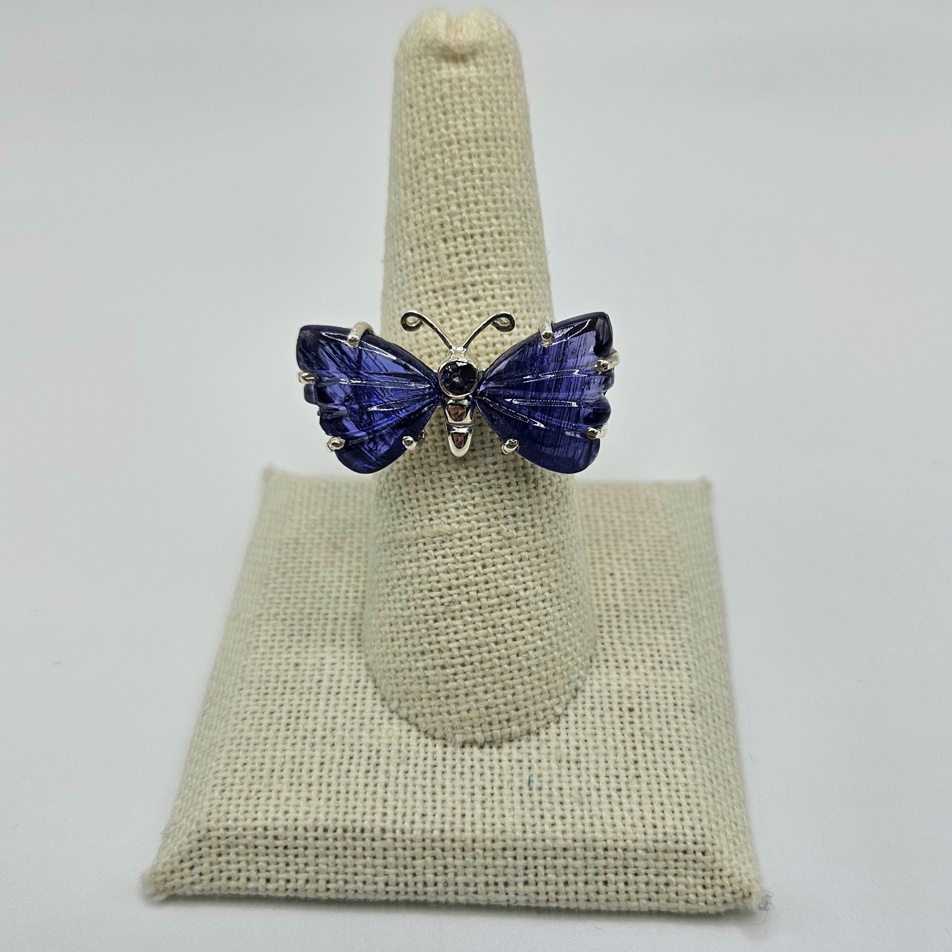 Tanzanite Sterling Silver Carved Butterfly Ring.