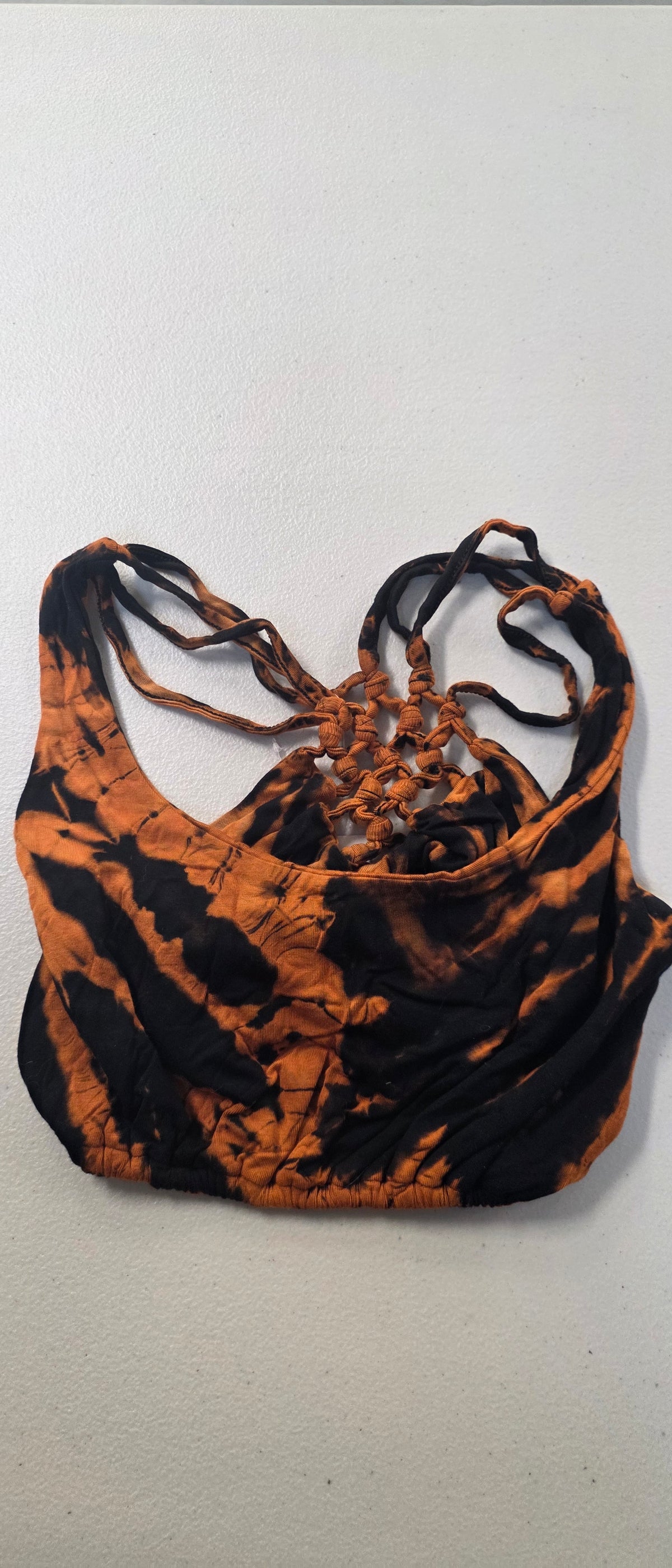 Tie-Dye Back Net Crop-Top Orange.