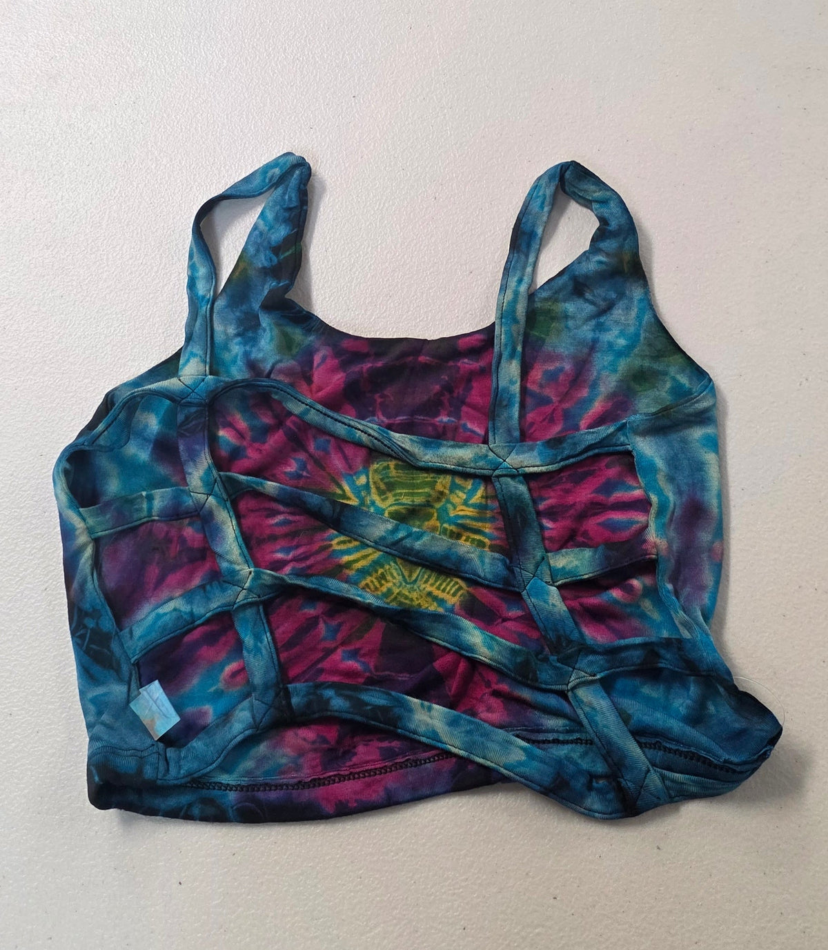 Tie-Dye Open-Back Crop-Top Blue.