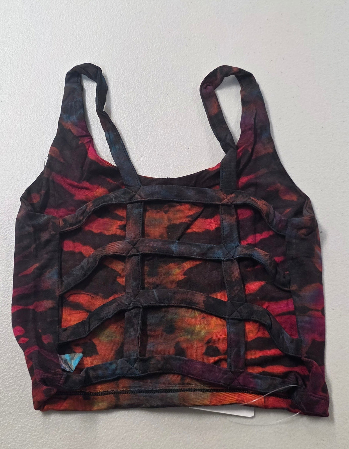 Tie-Dye Open-Back Crop-Top Brown.