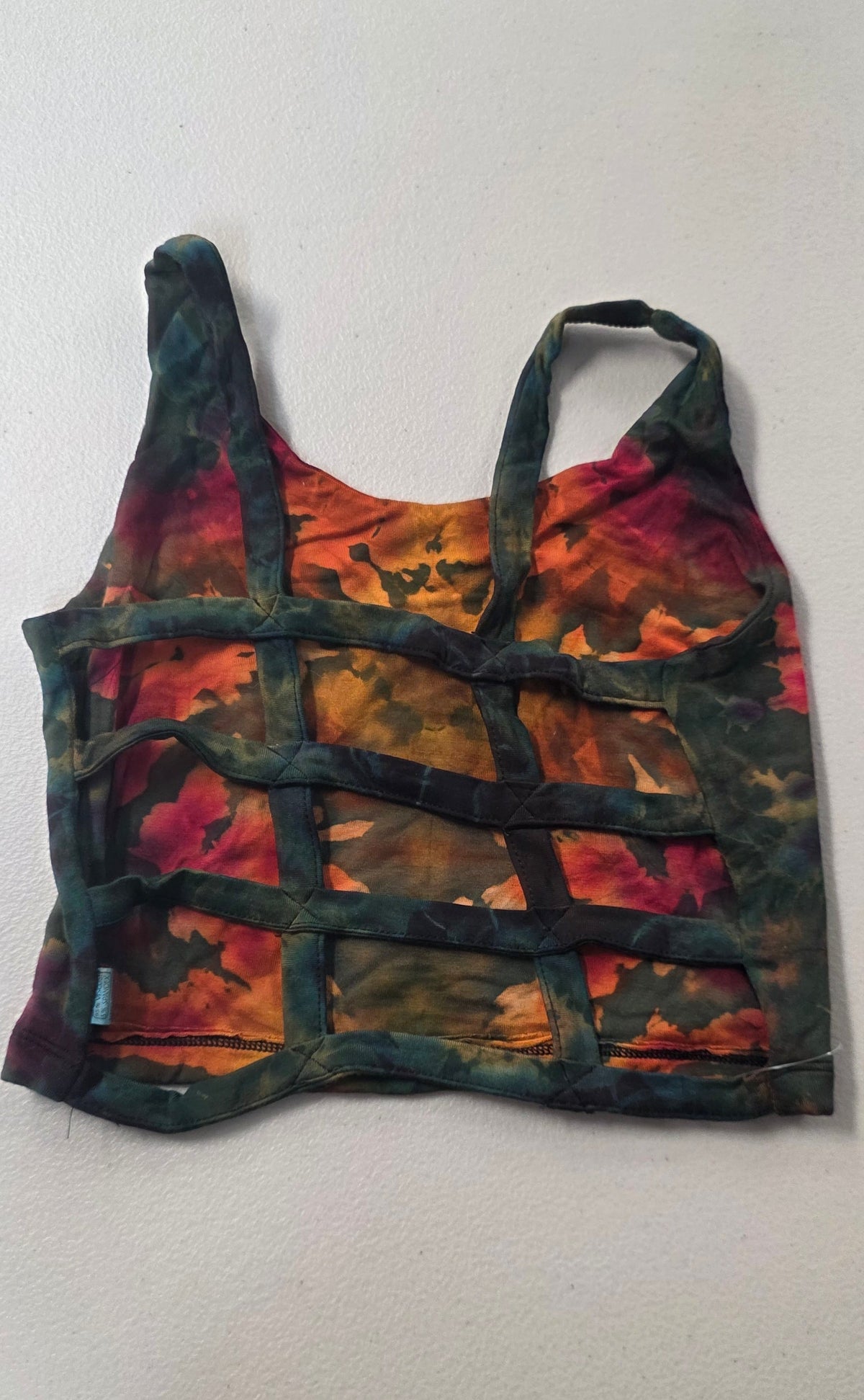Tie-Dye Open-Back Crop-Top Green.