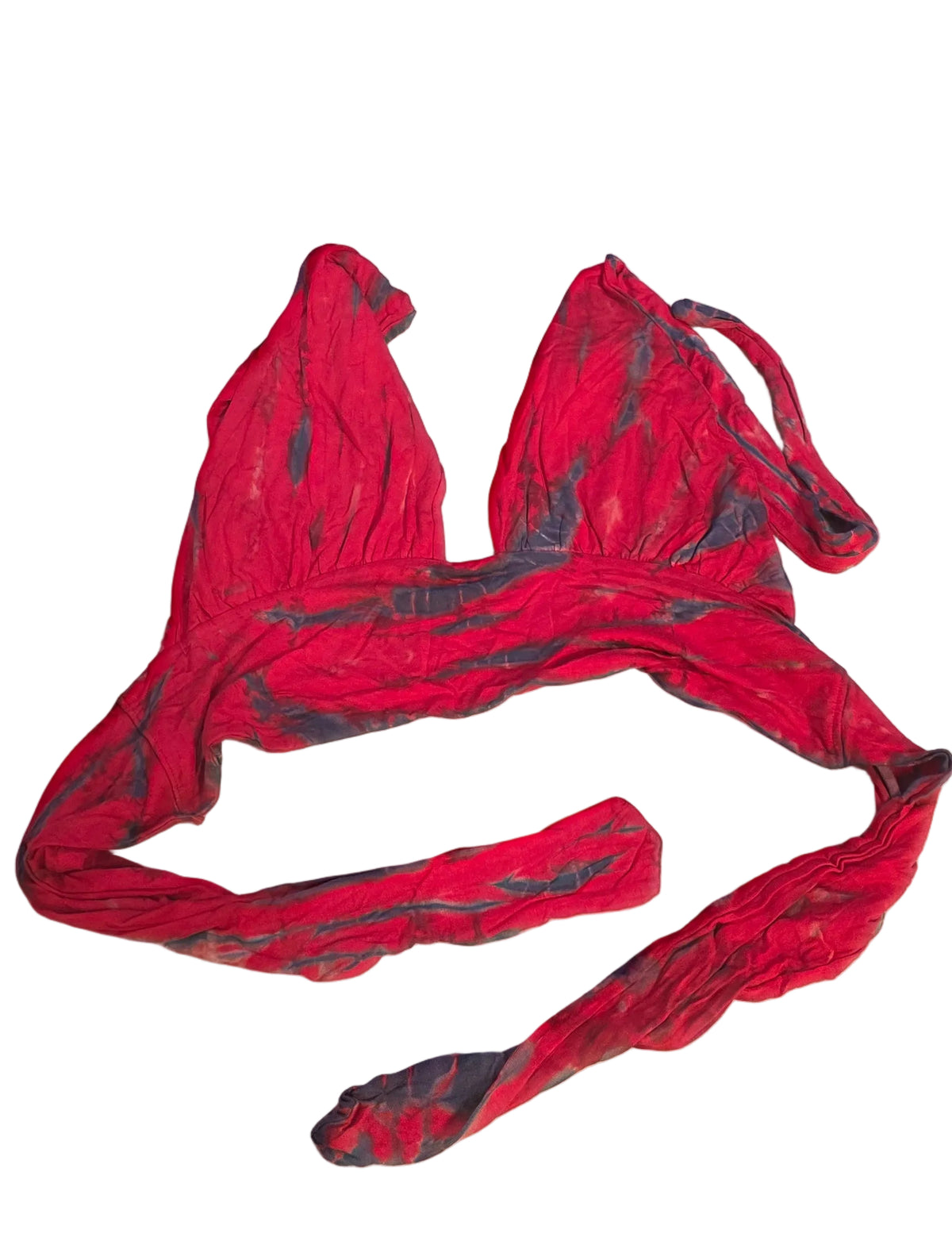Tie-Dye tie Crop Top Red.