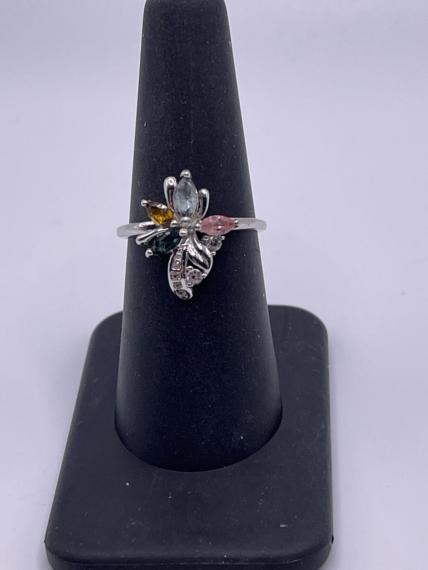 Tourmaline Four Marquis Sterling Silver Ring.