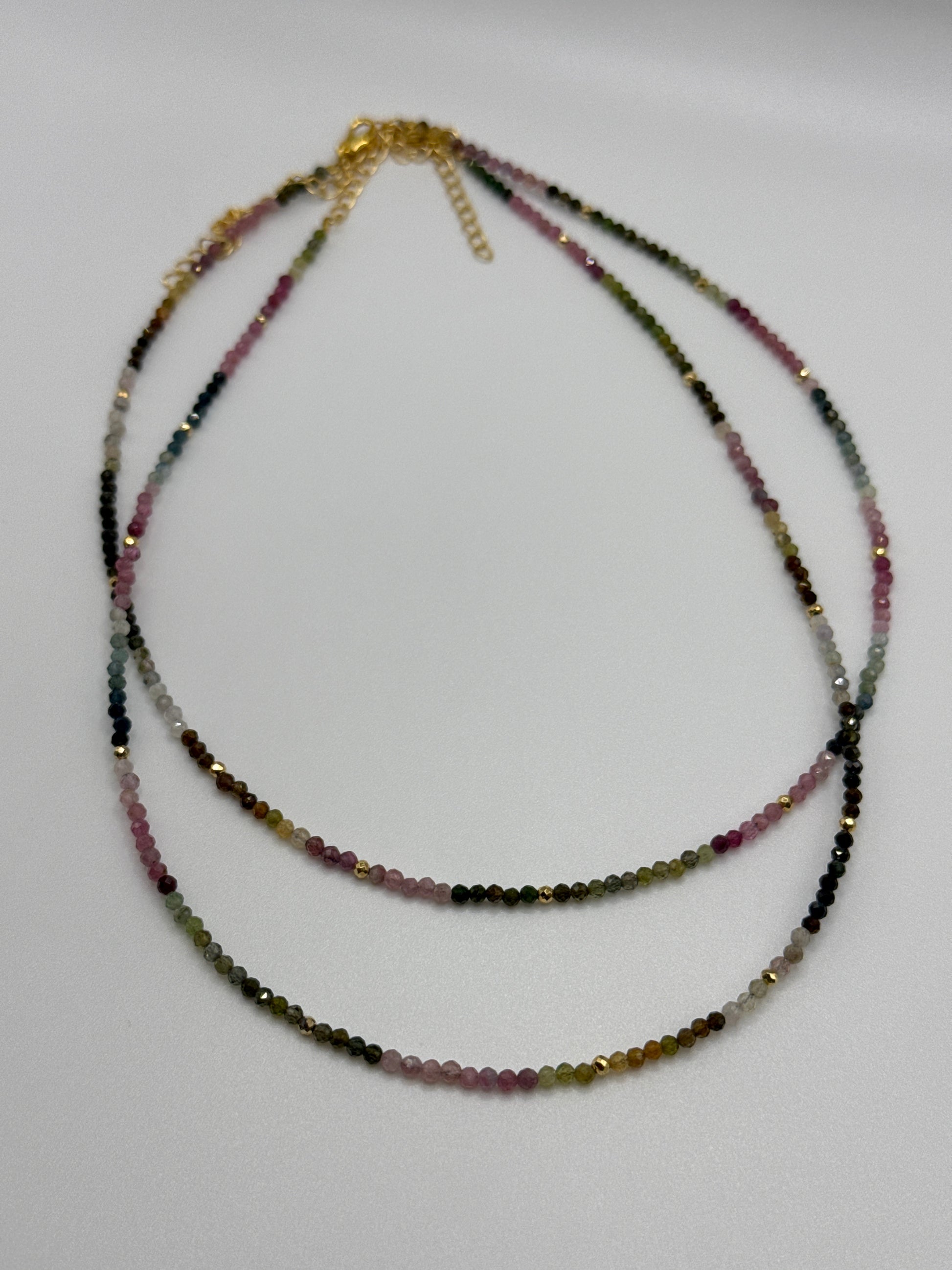 Tourmaline Multi Color Necklace with Chain Adjuster.