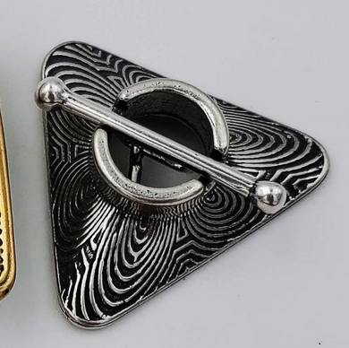 Triangular Toggle Clasp – Silver Bronze, Chartres Pattern, 2-Strand Jewelry Finding.