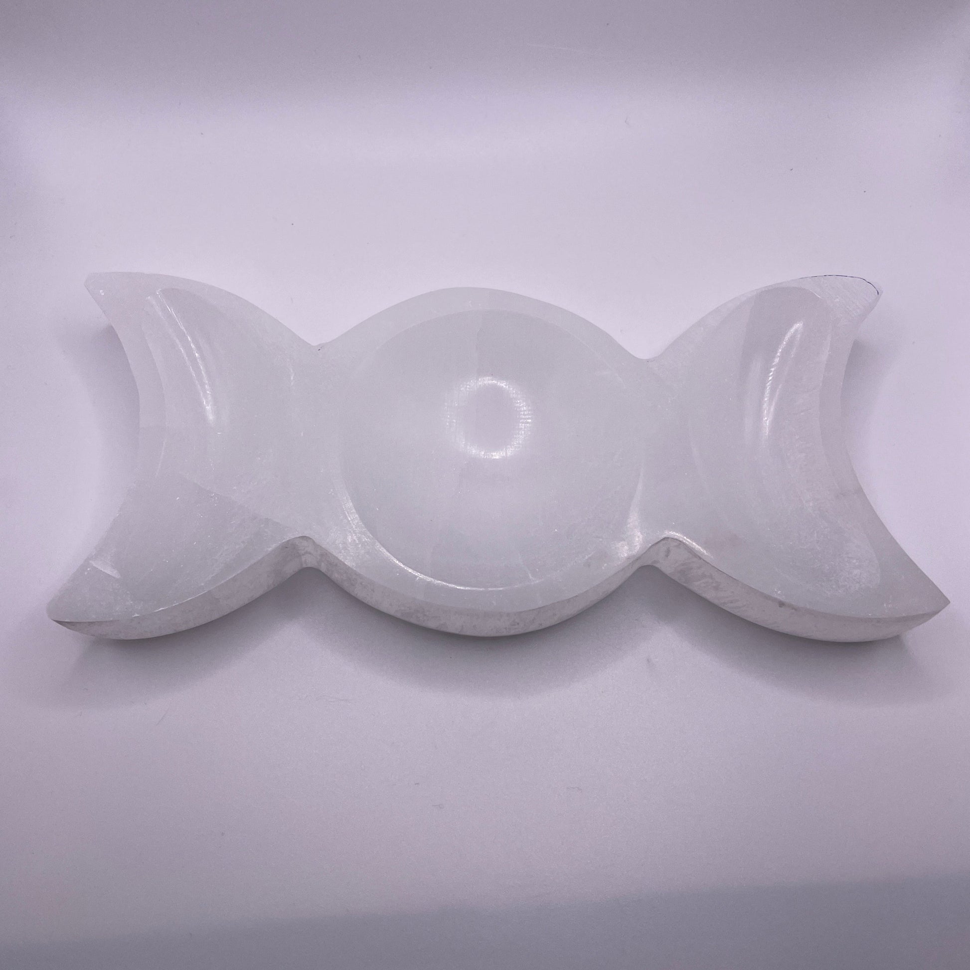 Triple Moon Selenite Bowl 6 inch.