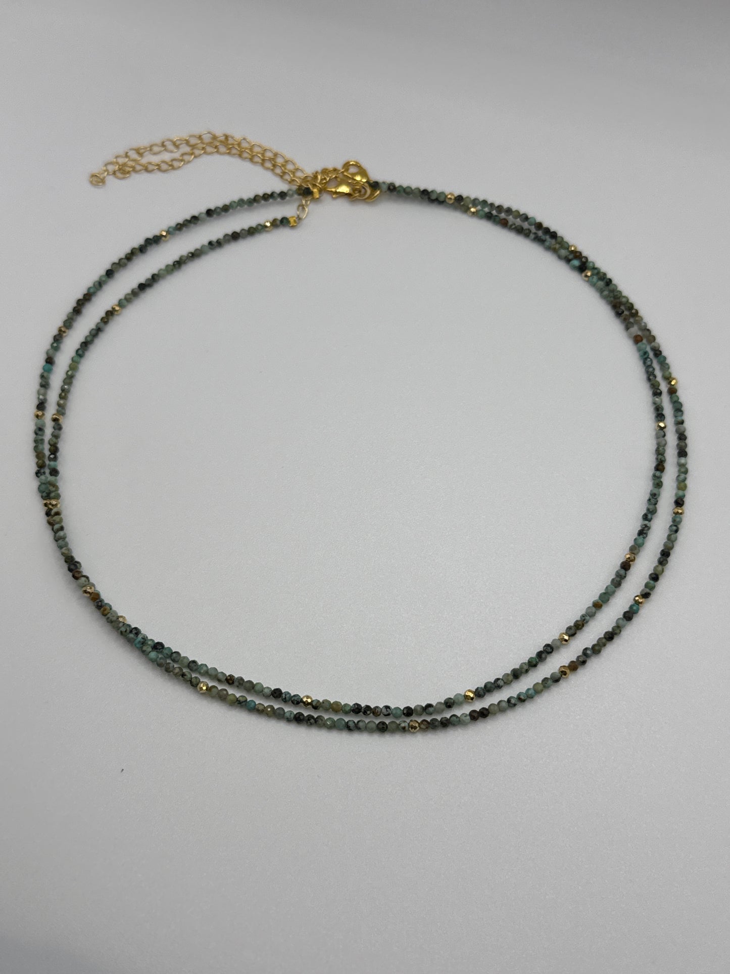 Turquoise Faceted Necklace Adjustable-16.5 inches.