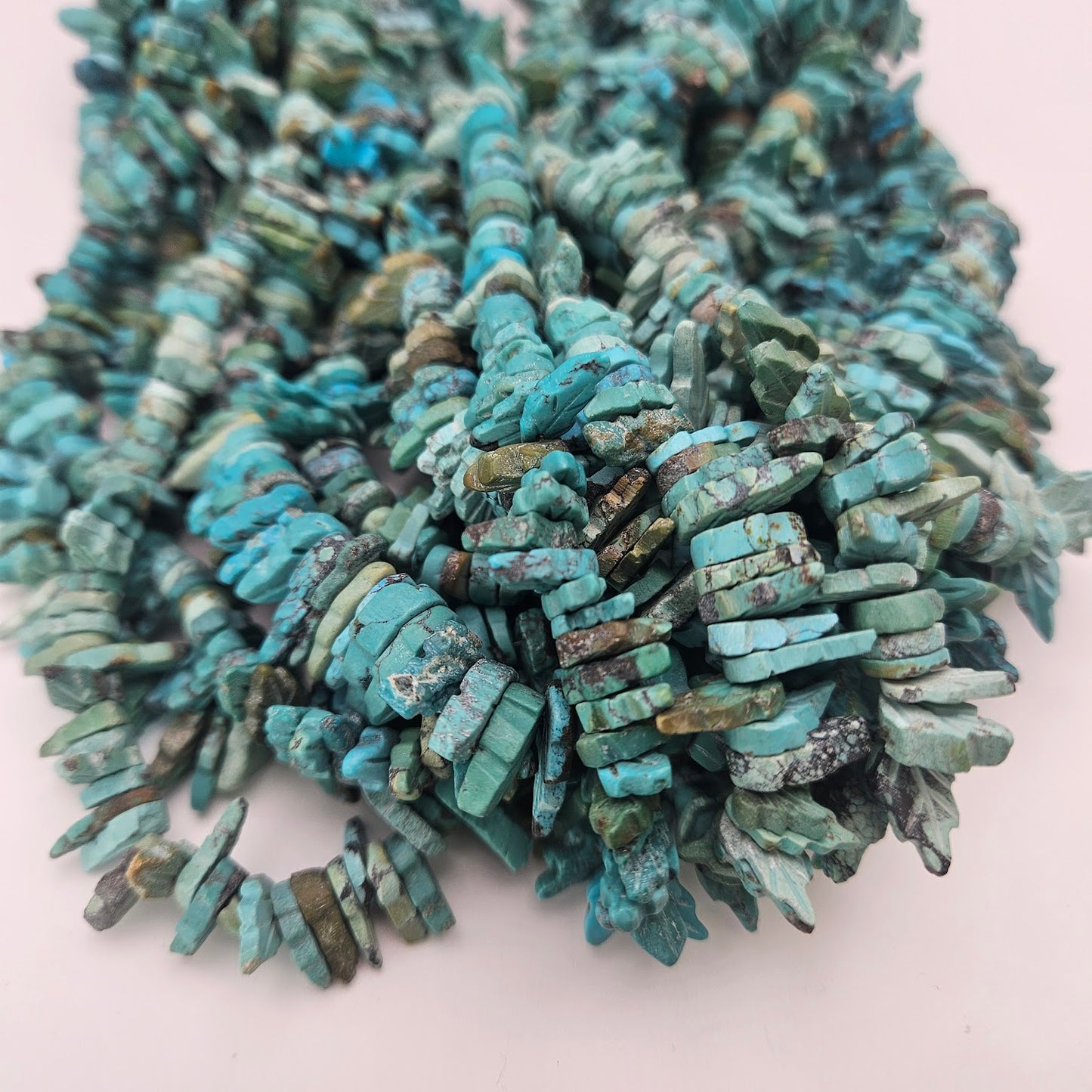 Turquoise Leaf Bead Strand.