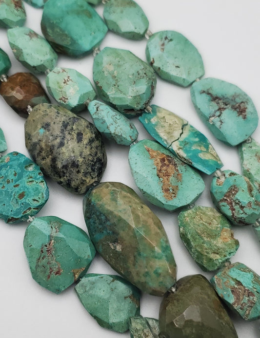 Turquoise Rough Oval Bead Strand.