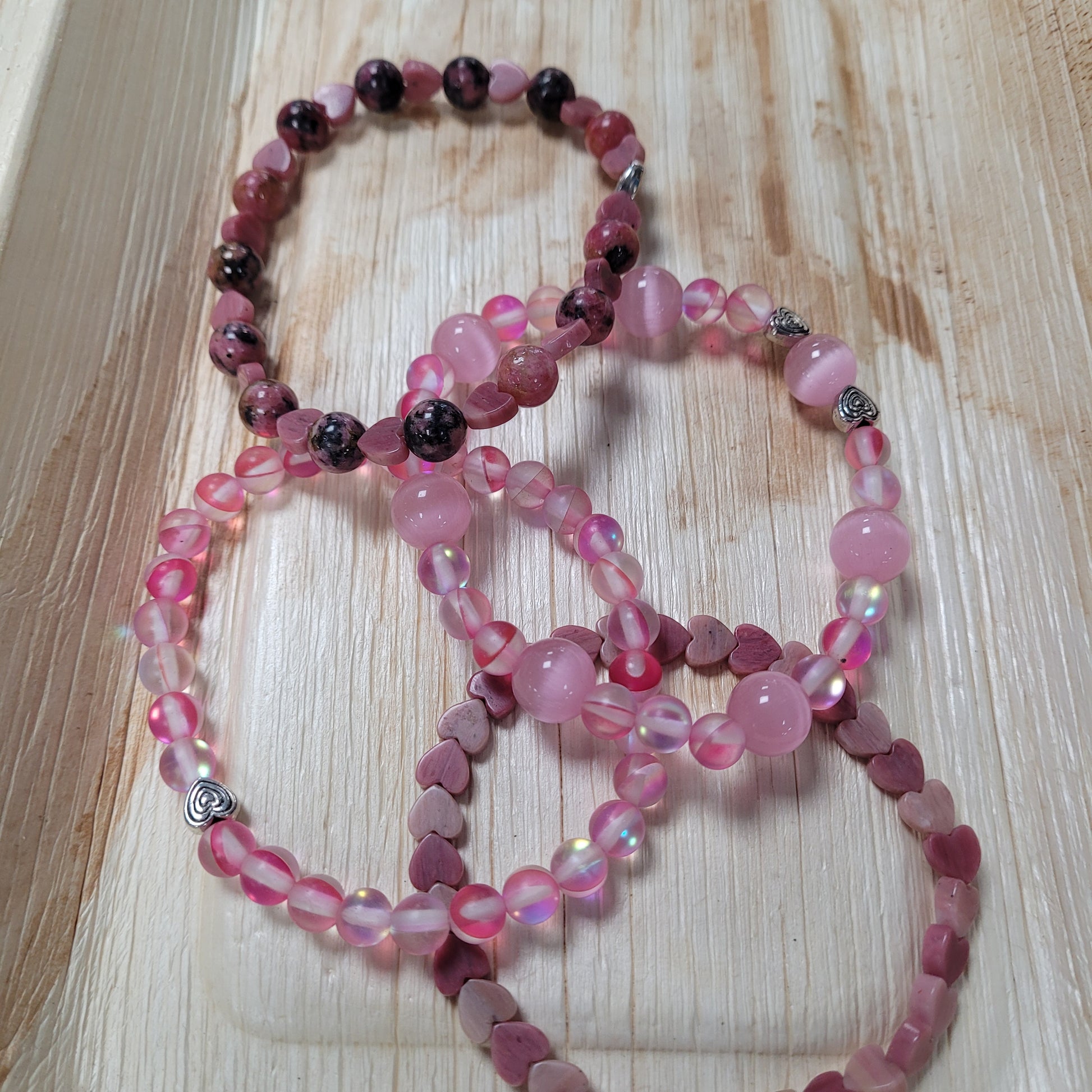Valentines Stretch Bracelet - Assorted Colors and Gemstones.