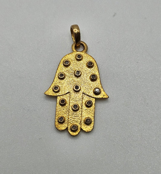 Vermeil Diamond Hamsa Pendant.