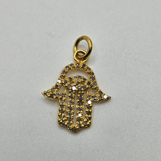 Vermeil Diamond Hand Pendant.