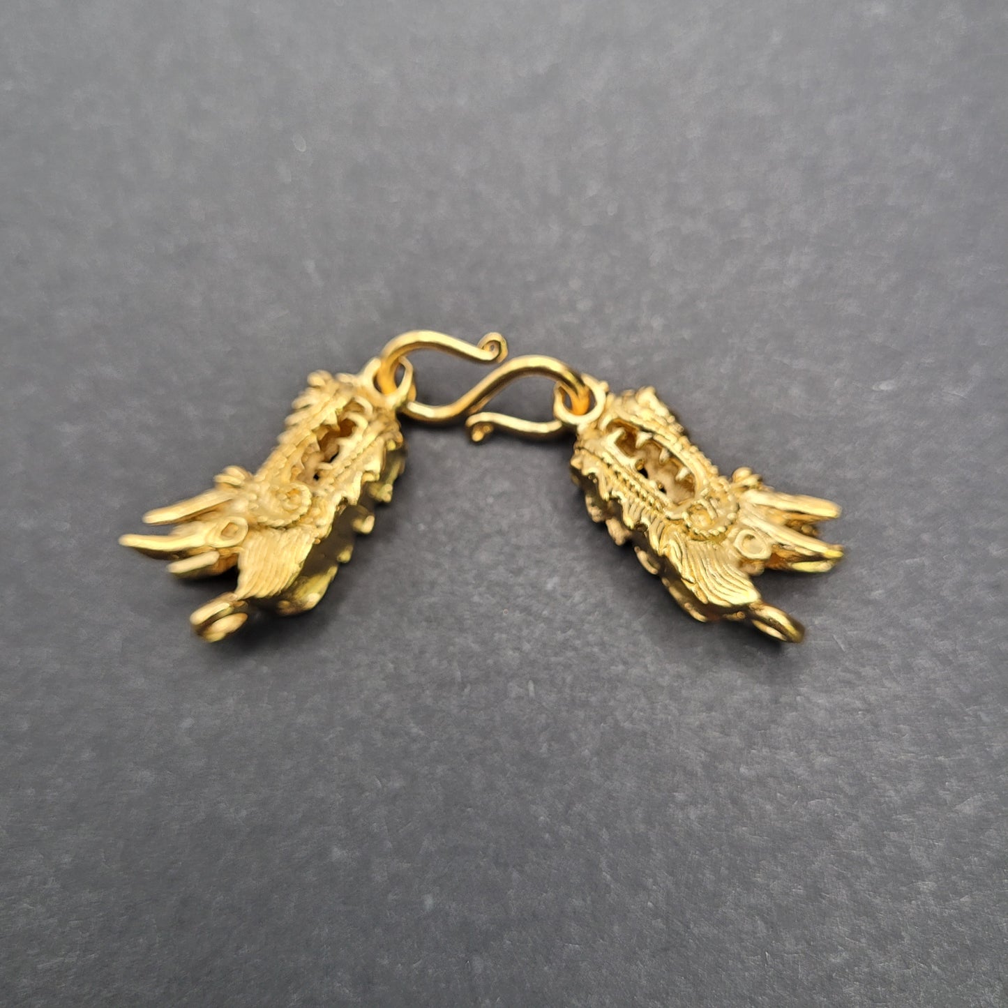 Vermeil Large Double Dragon Hook And Eye Clasp.