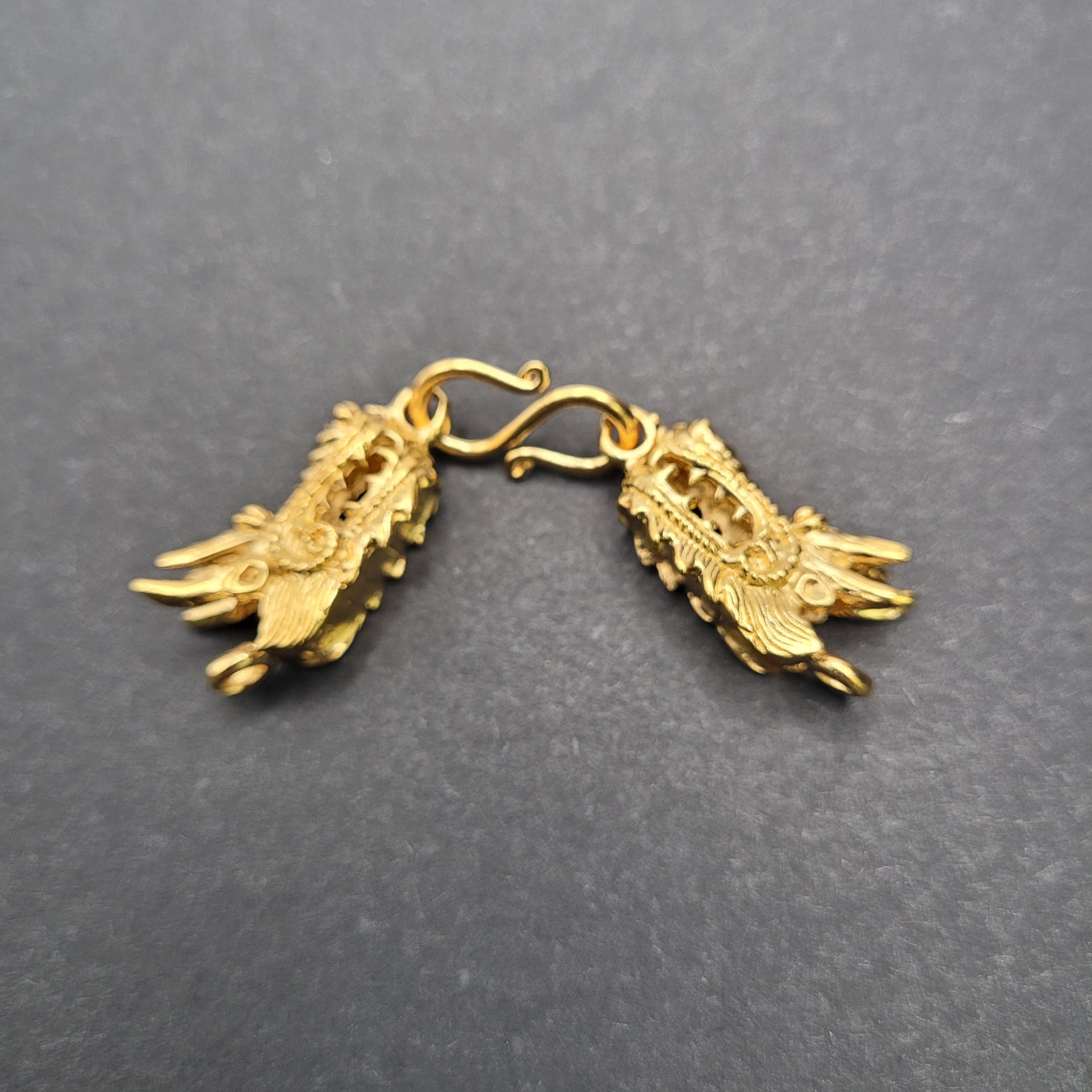 Vermeil Large Double Dragon Hook And Eye Clasp.