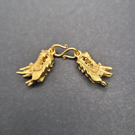 Vermeil Large Double Dragon Hook And Eye Clasp.