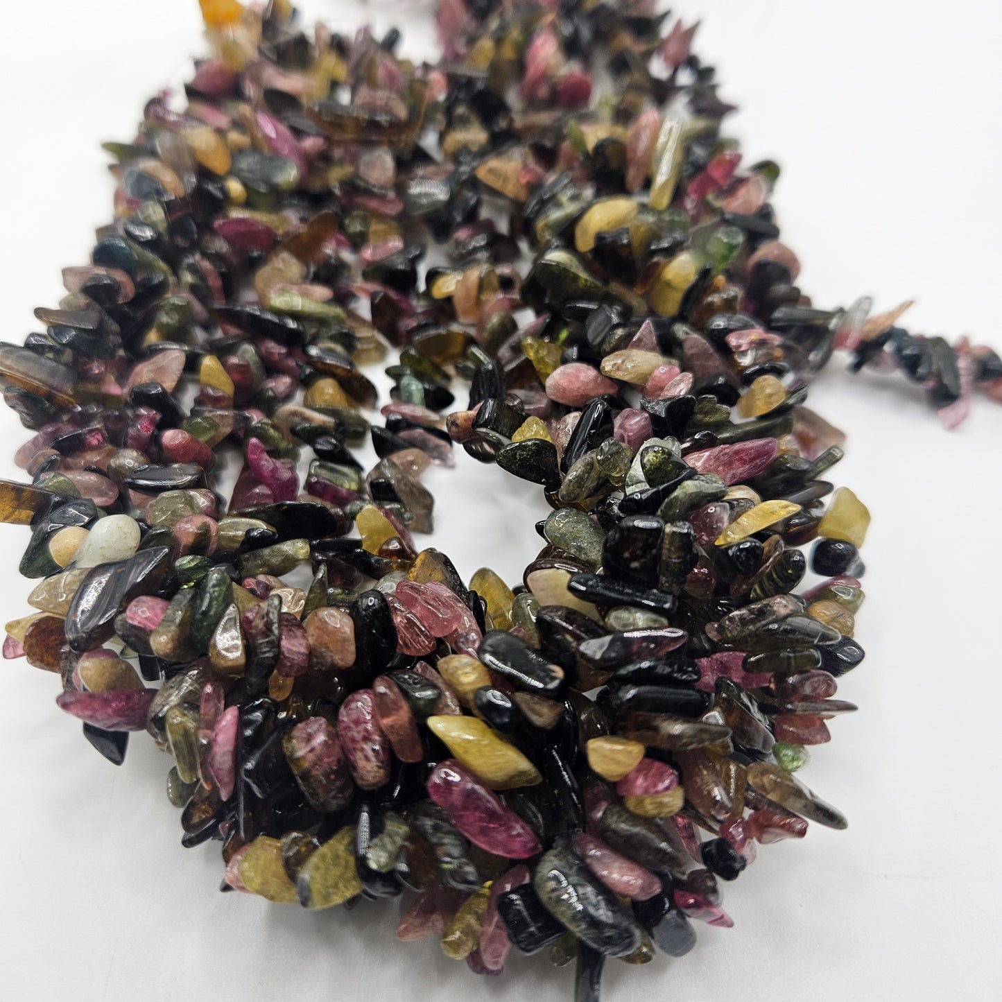 Watermelon Tourmaline Medium Chip Bead Strand.