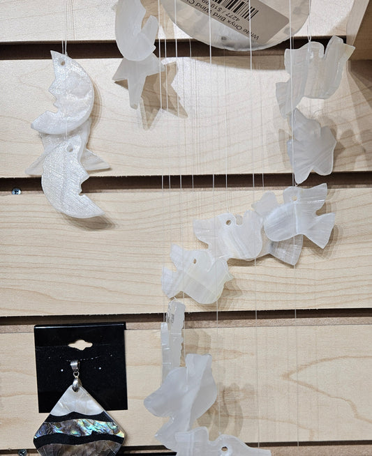 White Onyx Bird Wind Chimes.
