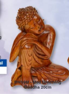 Wooden Medium Dreaming Buddha Statue 20cm