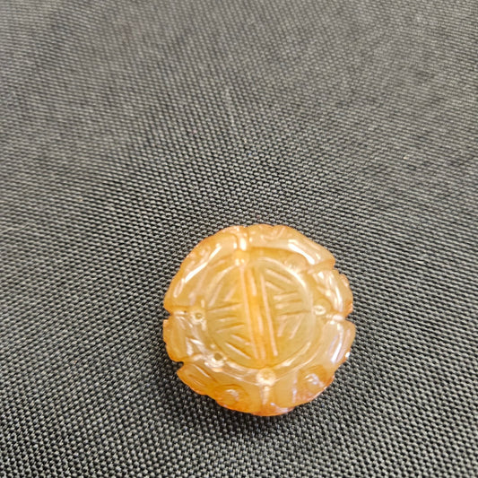 Yellow Jade Coin Single Bead.