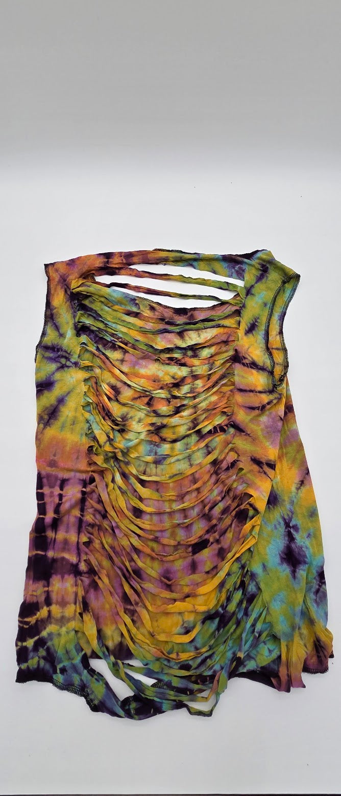 Yellow Razer-Cut Back Tank-Top.