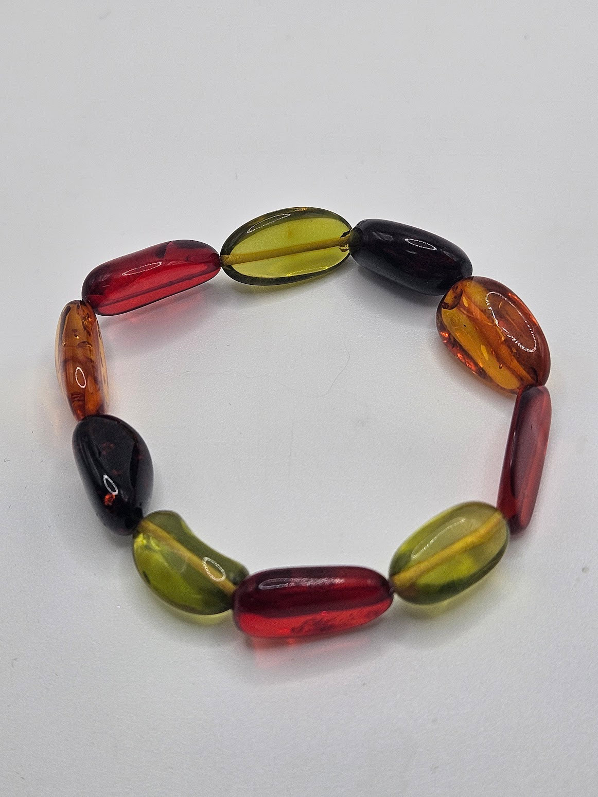 colorful amber chunk stretch bracelet.