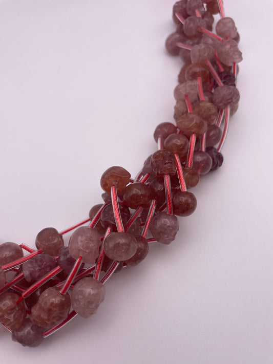 8mm Strawberry Quartz Skull Beads