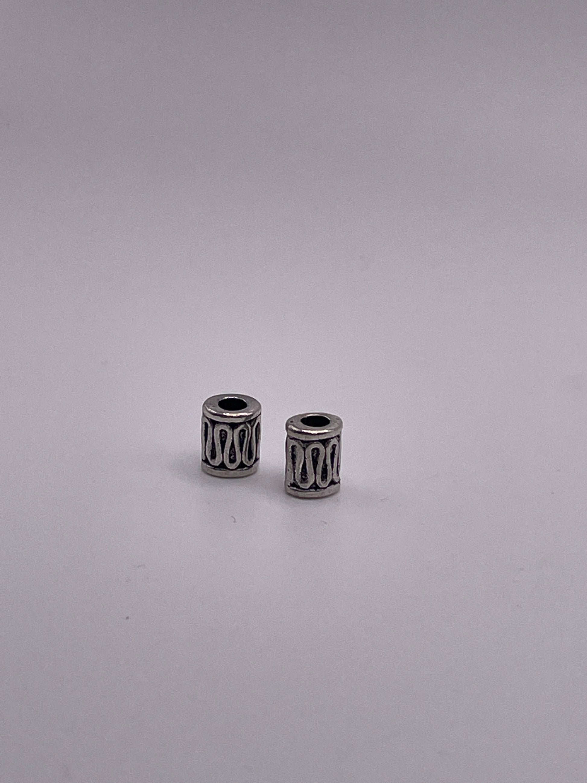 Pewter Cylinder Squiggle Bead .95