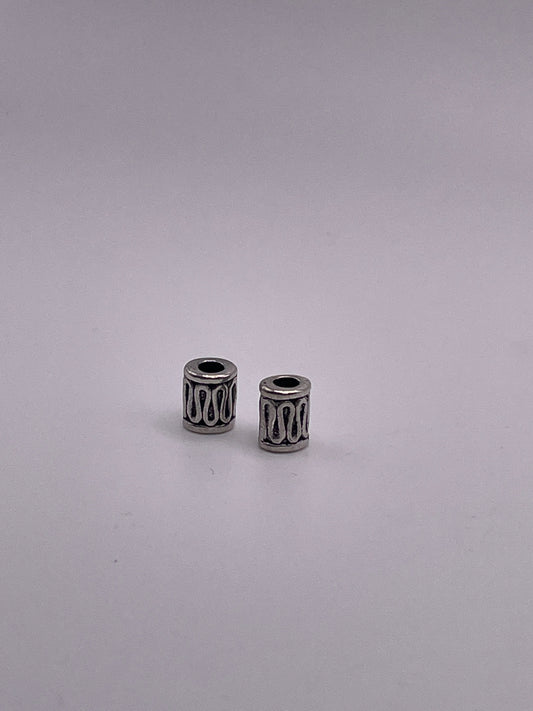 Pewter Cylinder Squiggle Bead .95