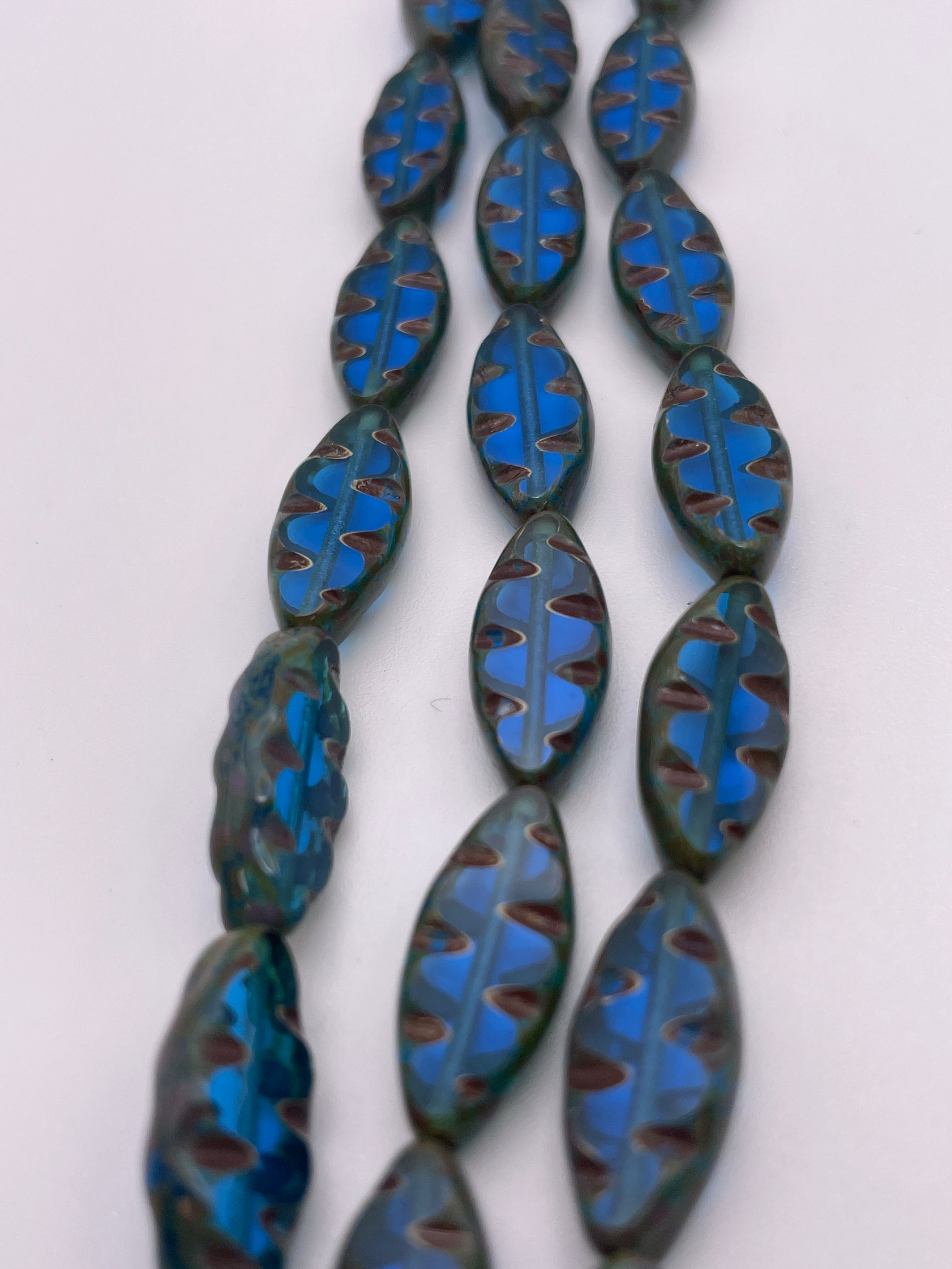 8mm Blue & Green Oval Czech Bead Strand