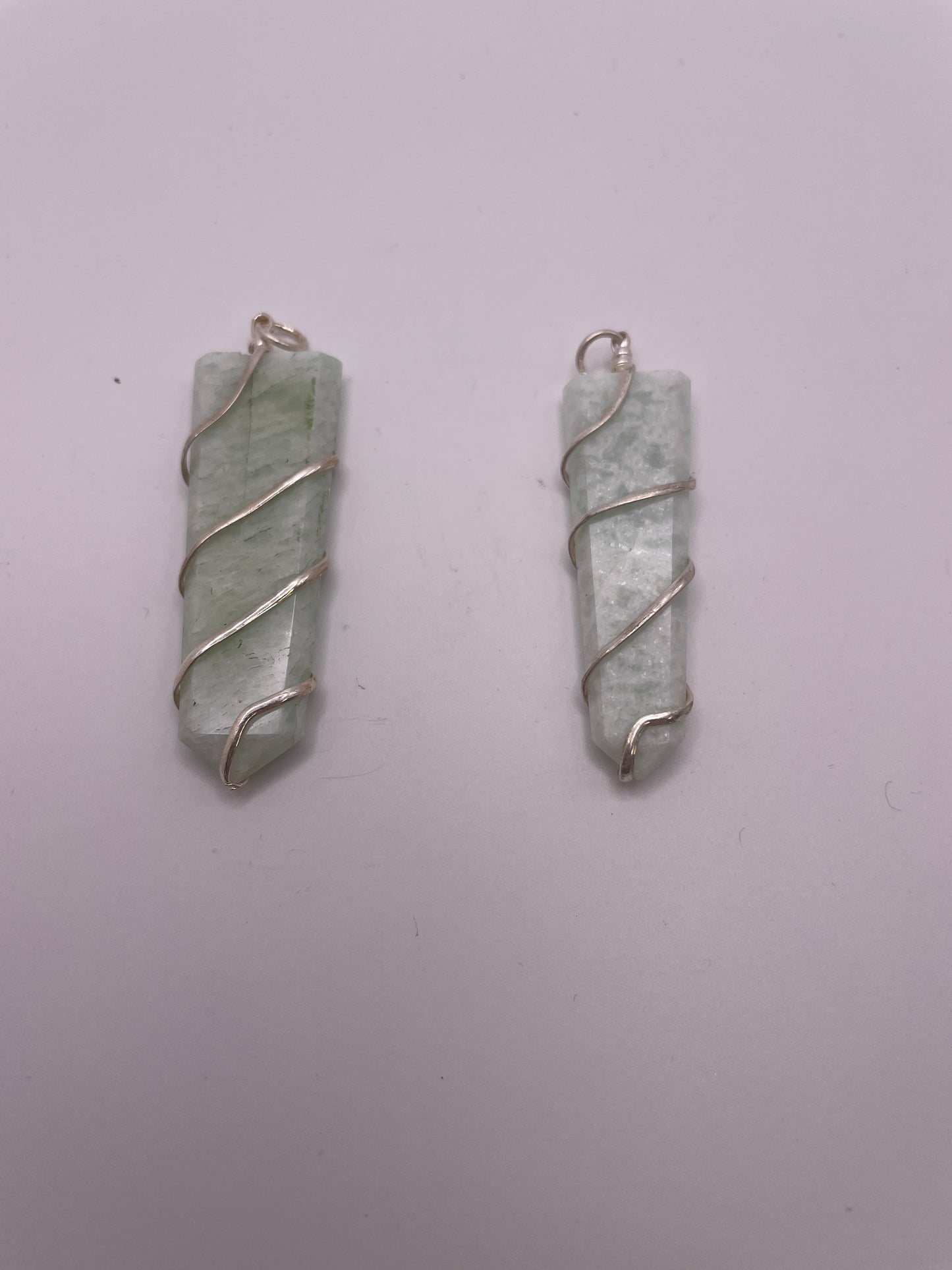 Green Angelite Point Pendant Spiral