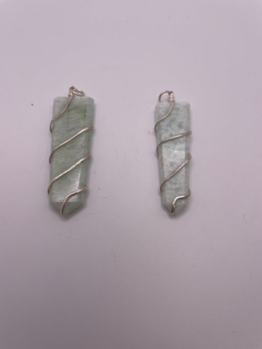 Green Angelite Point Pendant Spiral