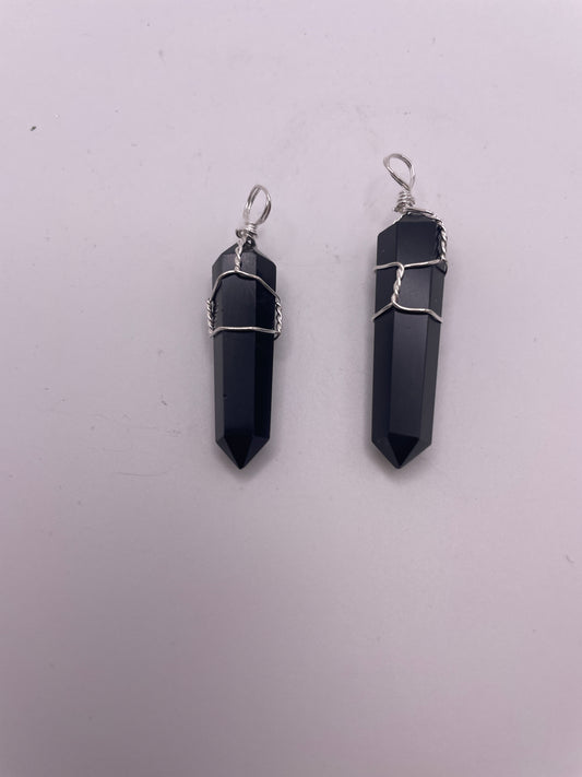 Black Obsidian Wire Wrapped Point Pendant