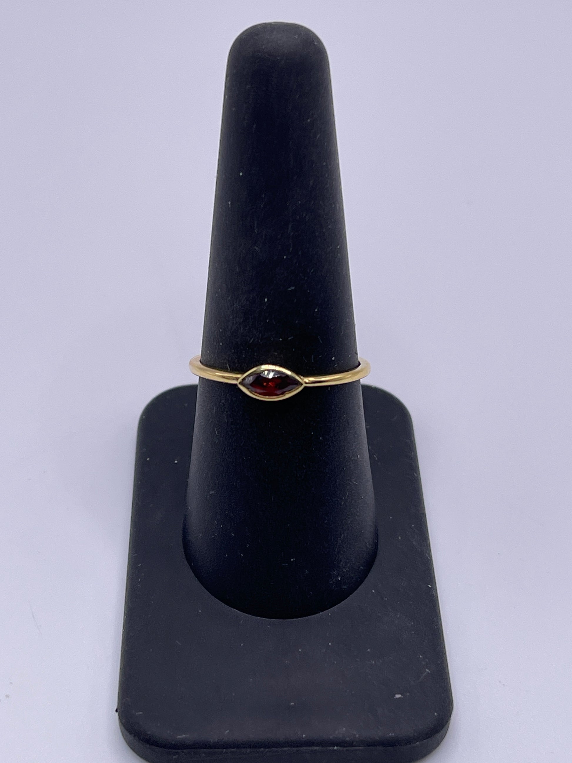 Garnet Eye Vermeil Ring Size 8