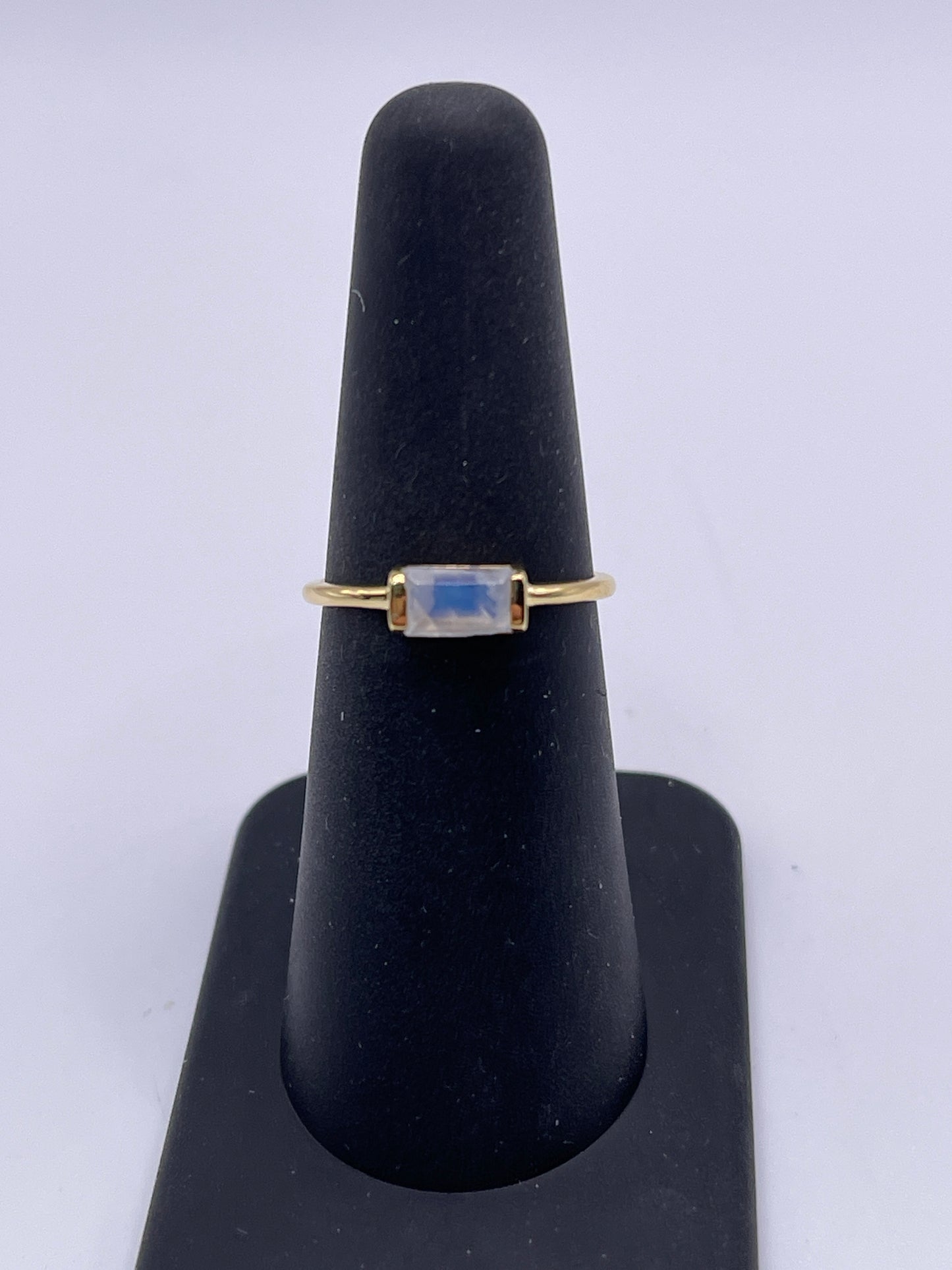 Moonstone Rectangle Vermeil Ring Size 6