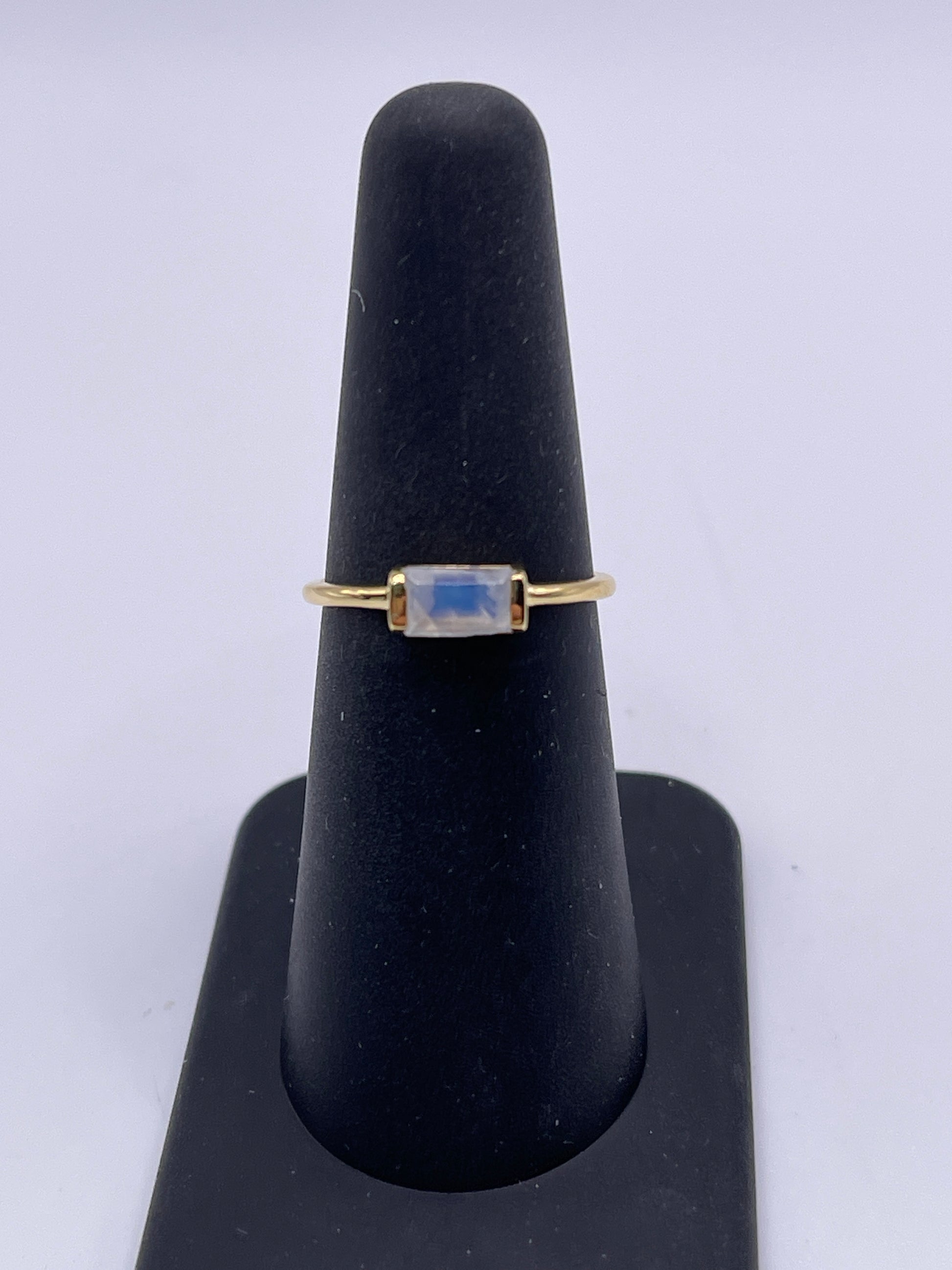 Moonstone Rectangle Vermeil Ring Size 6