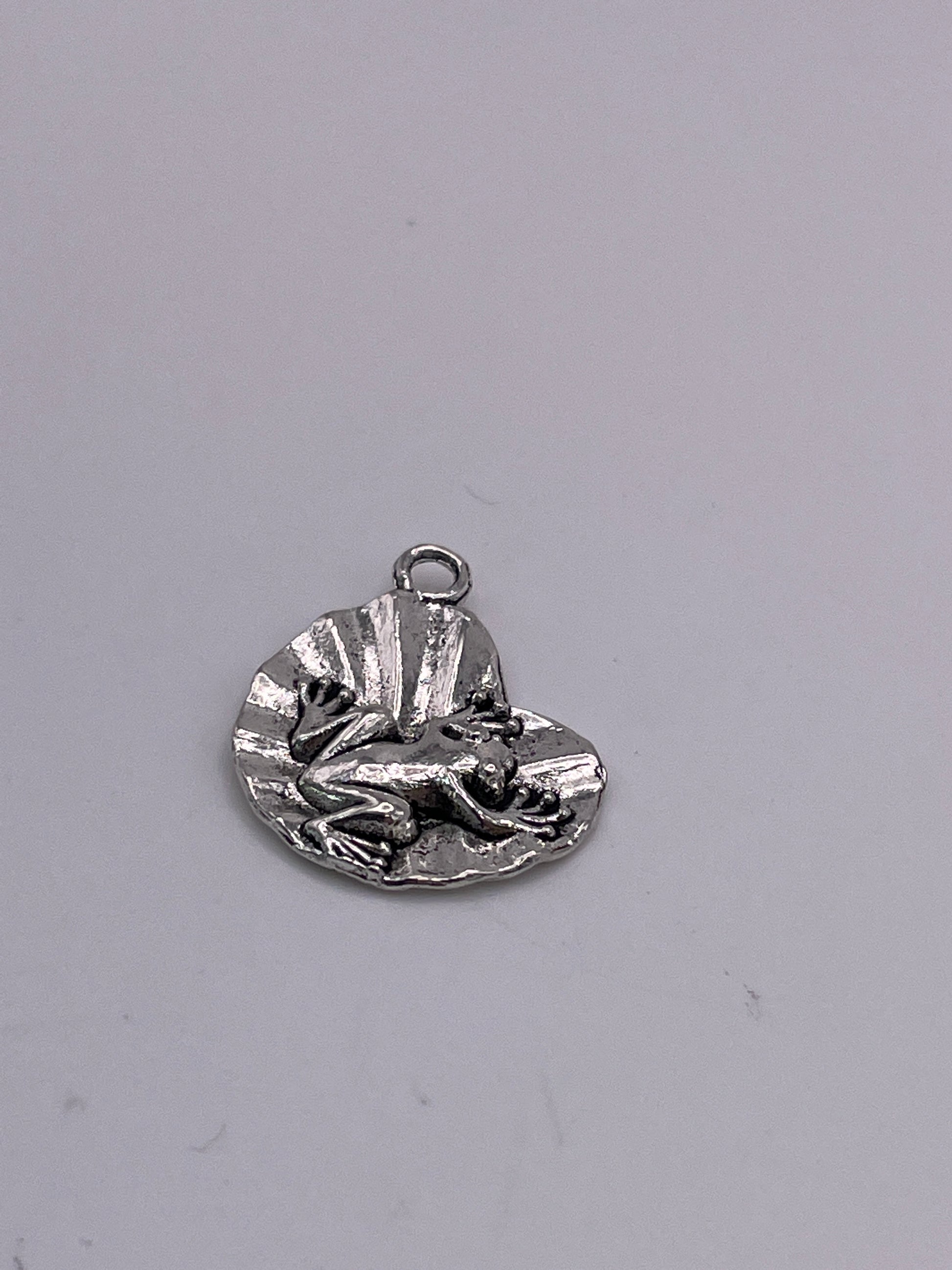 Pewter Frog On Lily Pad Charm 1.30
