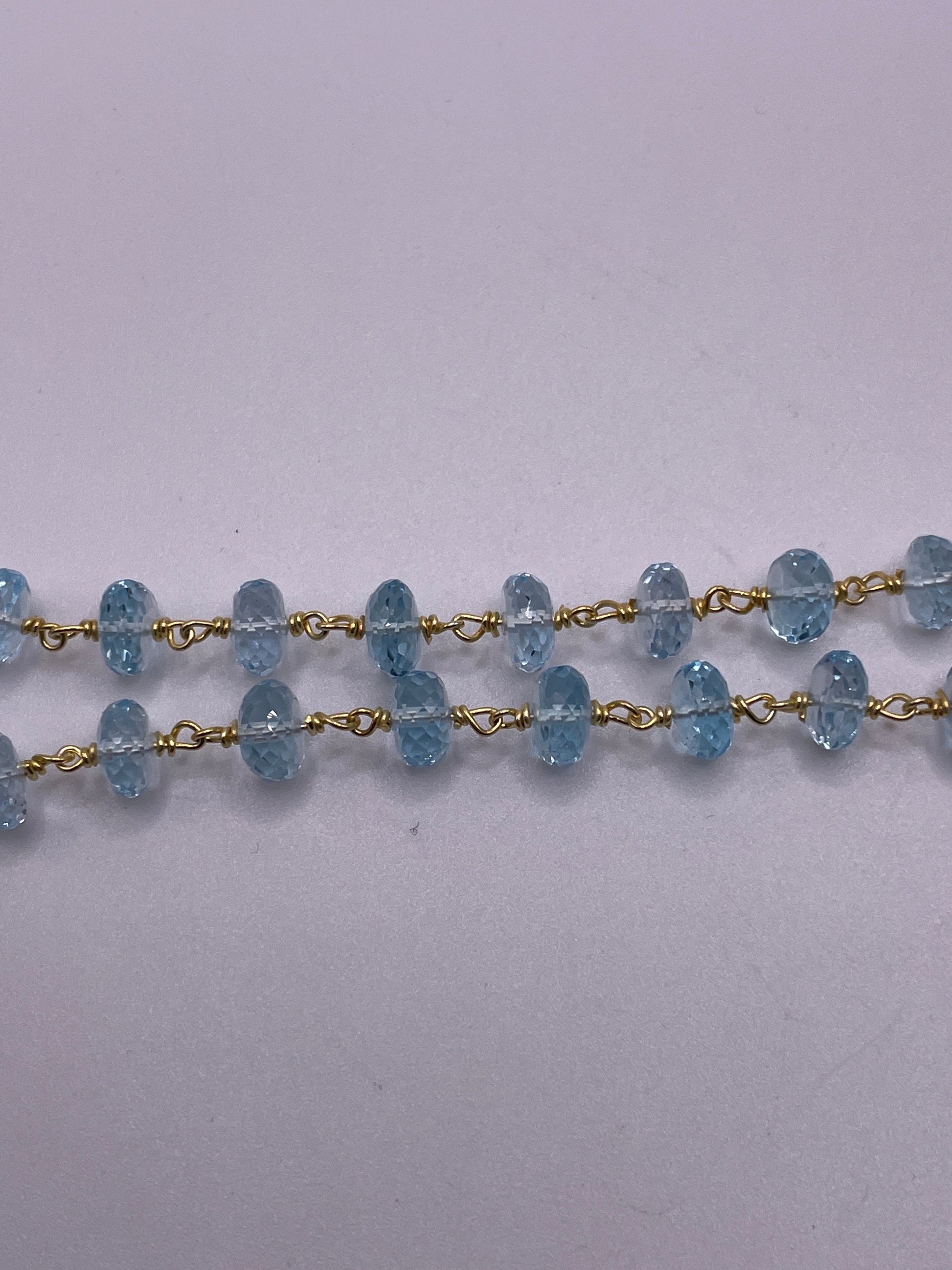8mm Blue Topaz Gold Filled Chain