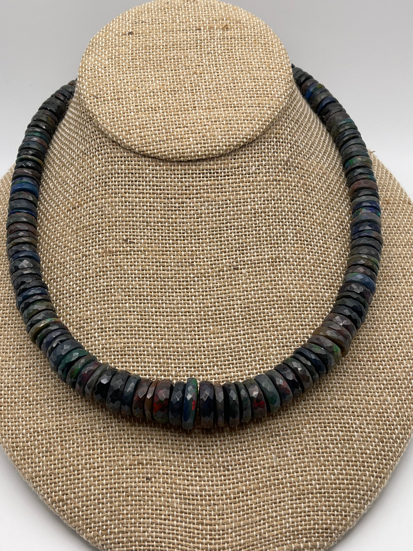 Black Opal Faceted Graduated Rondell