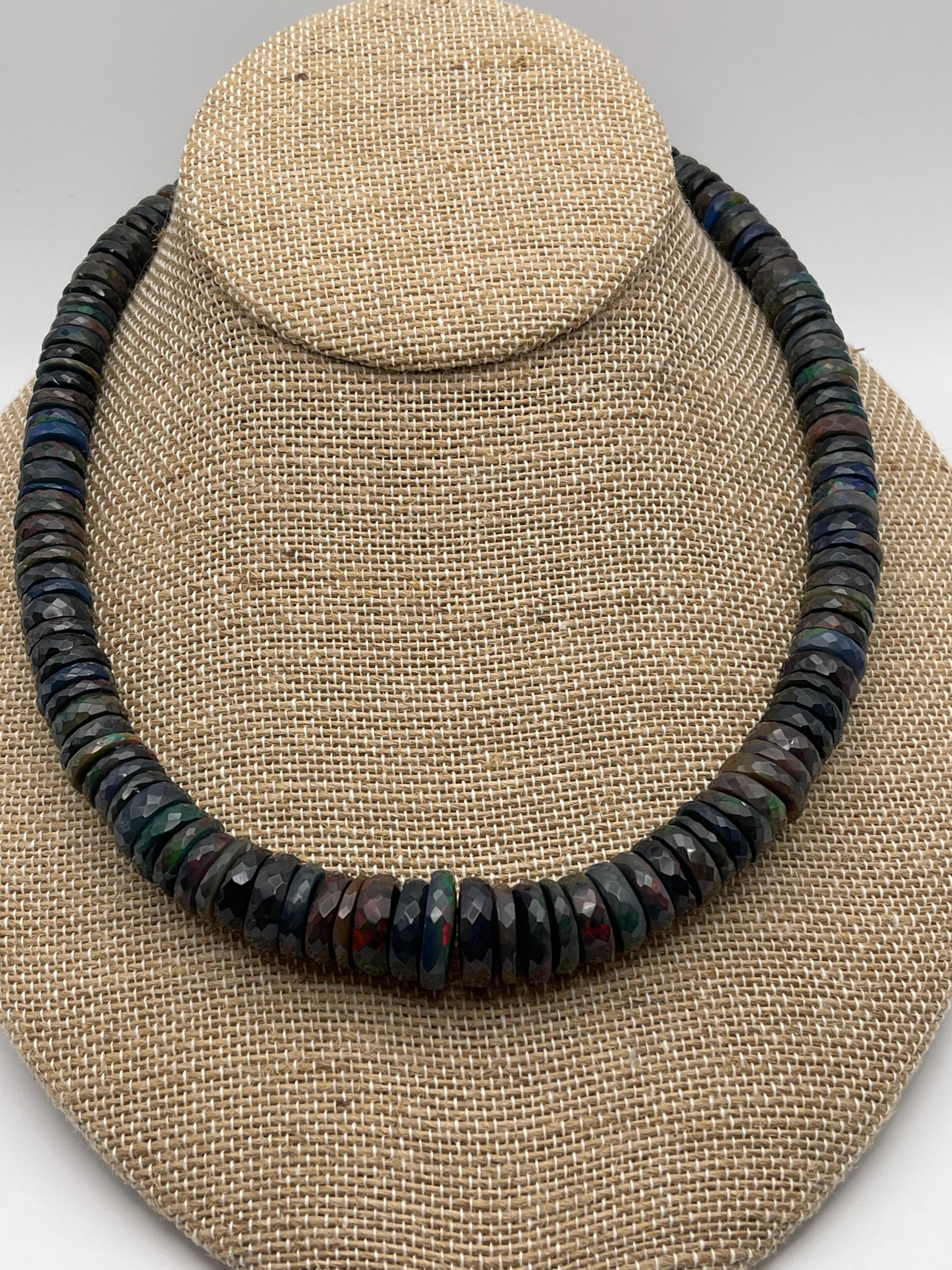 Black Opal Faceted Graduated Rondell