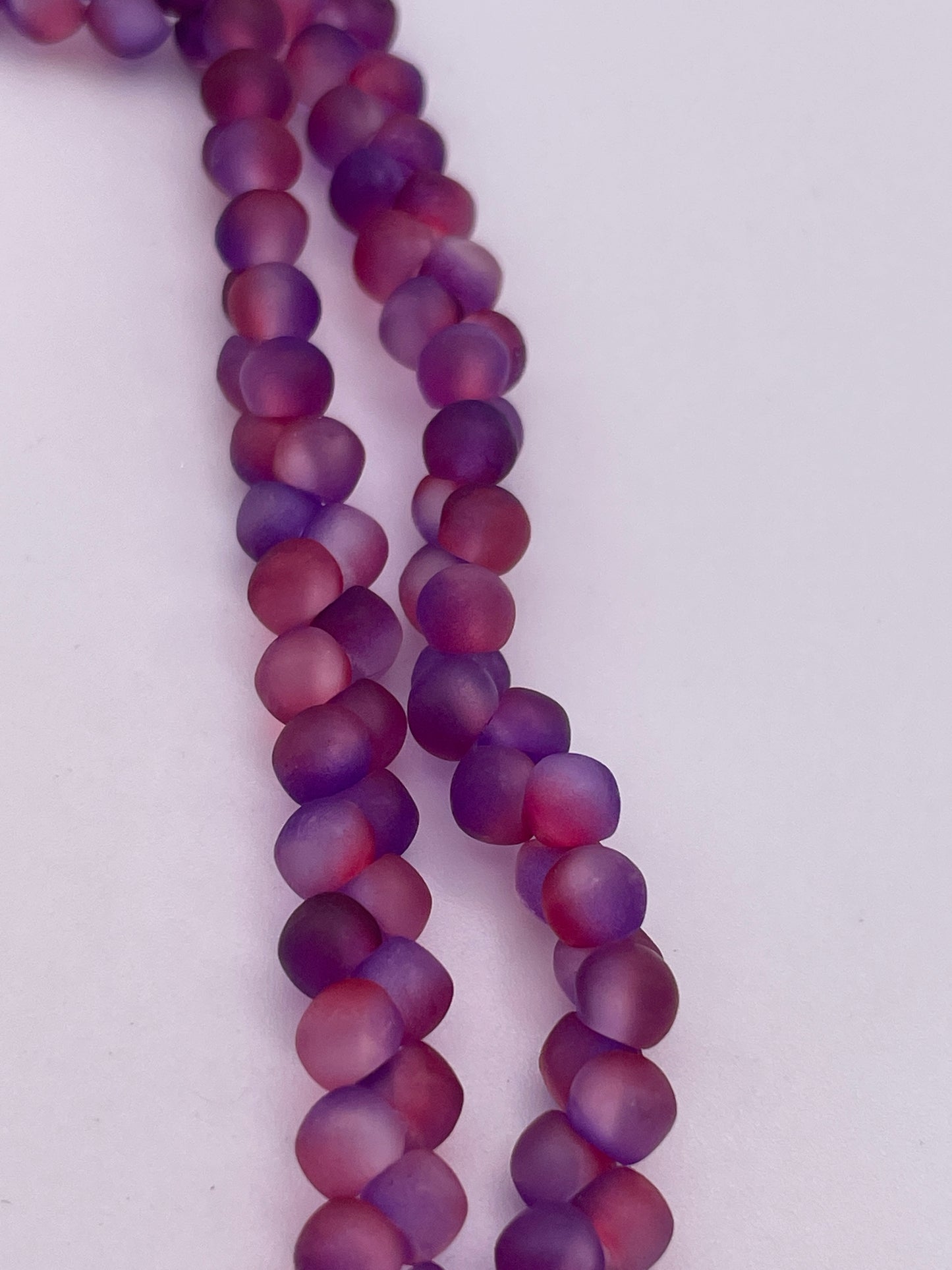 4mm Purple & Pink Tapered Ball Top Drilled Czech Bead Strand