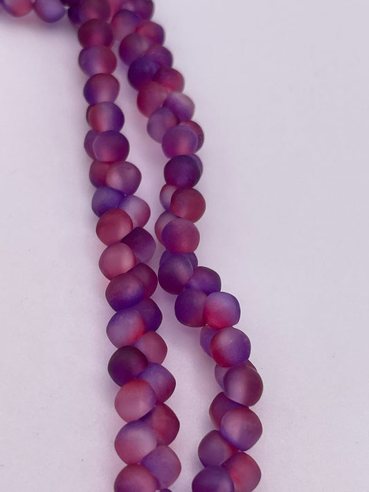 4mm Purple & Pink Tapered Ball Top Drilled Czech Bead Strand