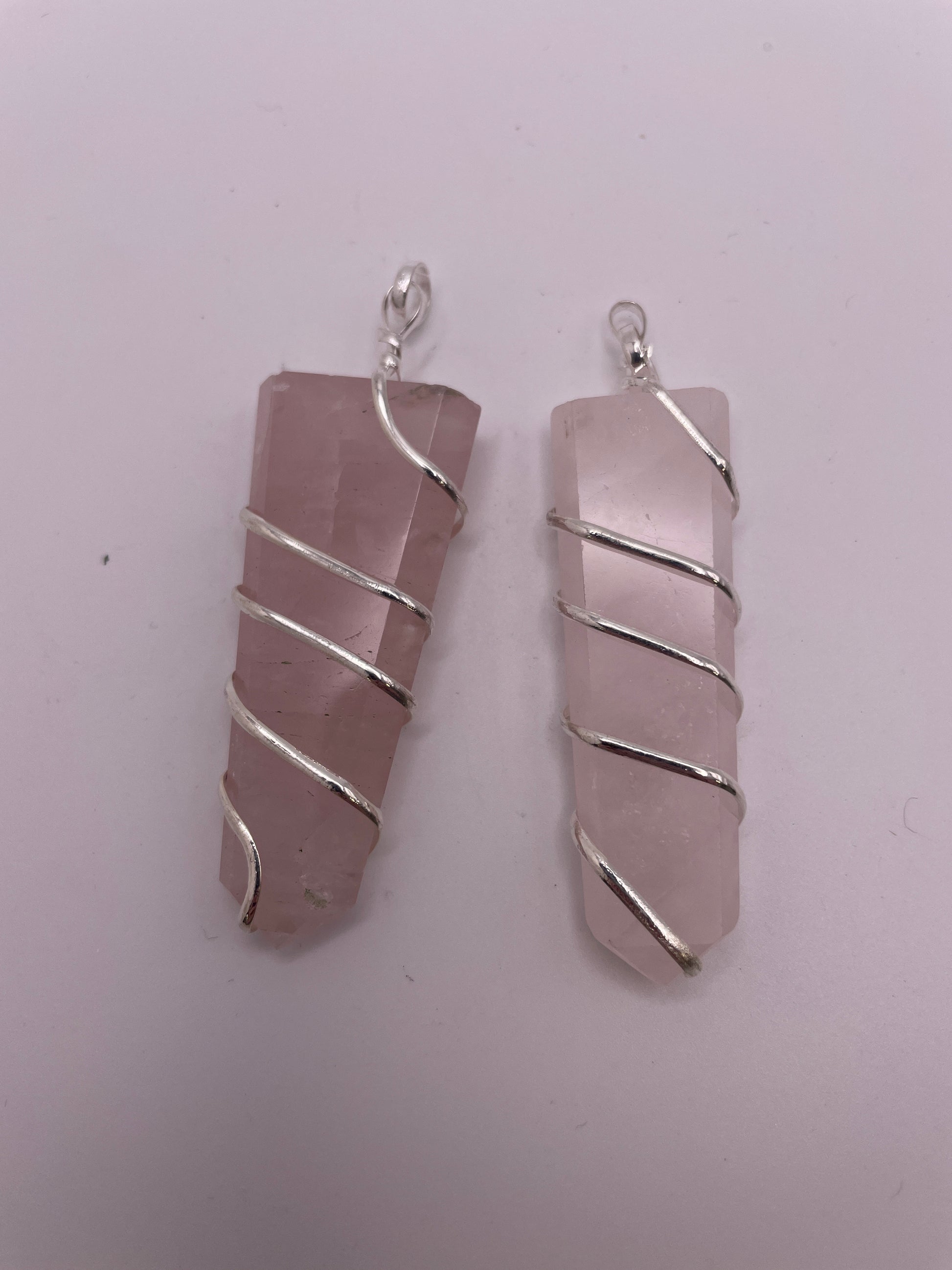 Rose Quartz Point Pendant Spiral