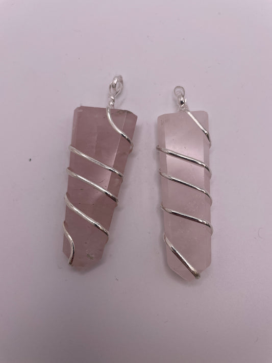 Rose Quartz Point Pendant Spiral