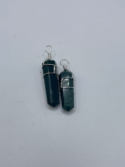 Blood Stone Wire Wrapped Point Pendant