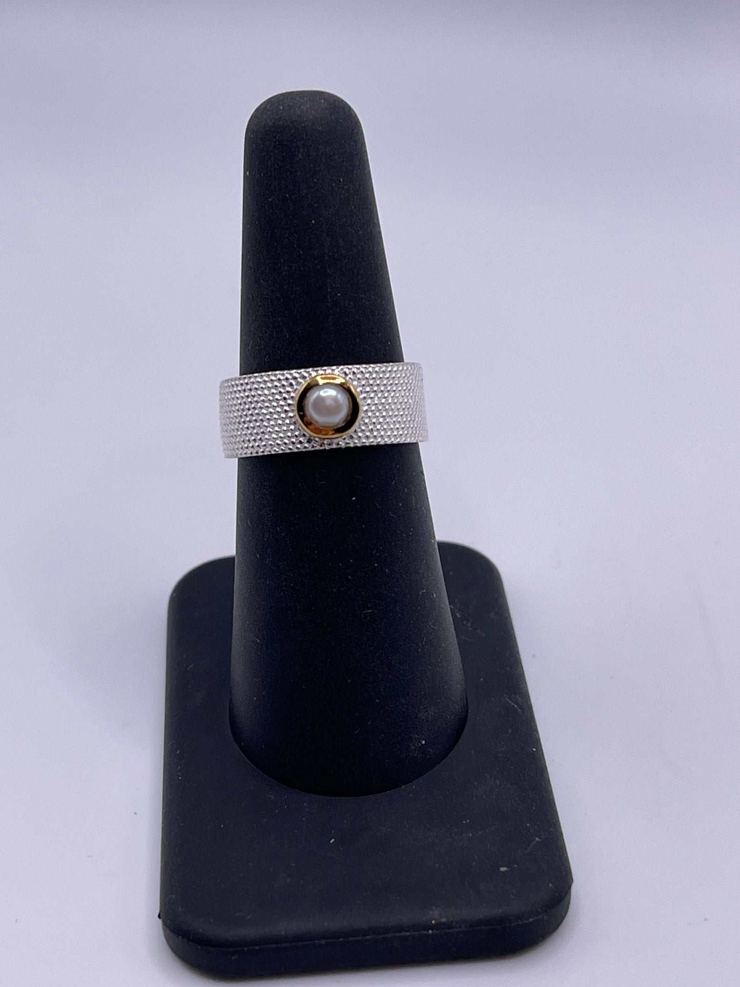 Pear Texture Sterling Silver Band Size 7