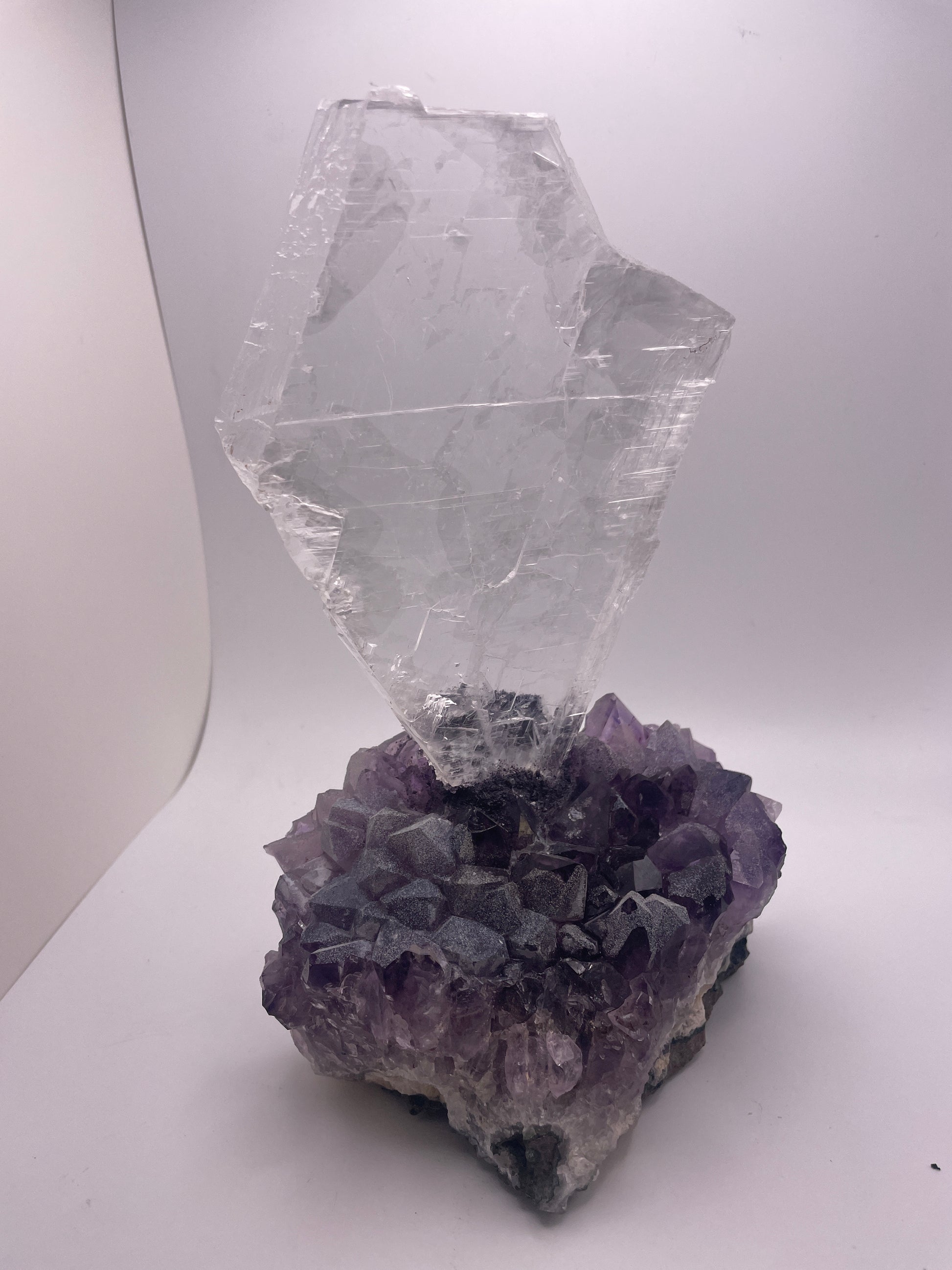 Gypsum On Amethyst Specimen 165