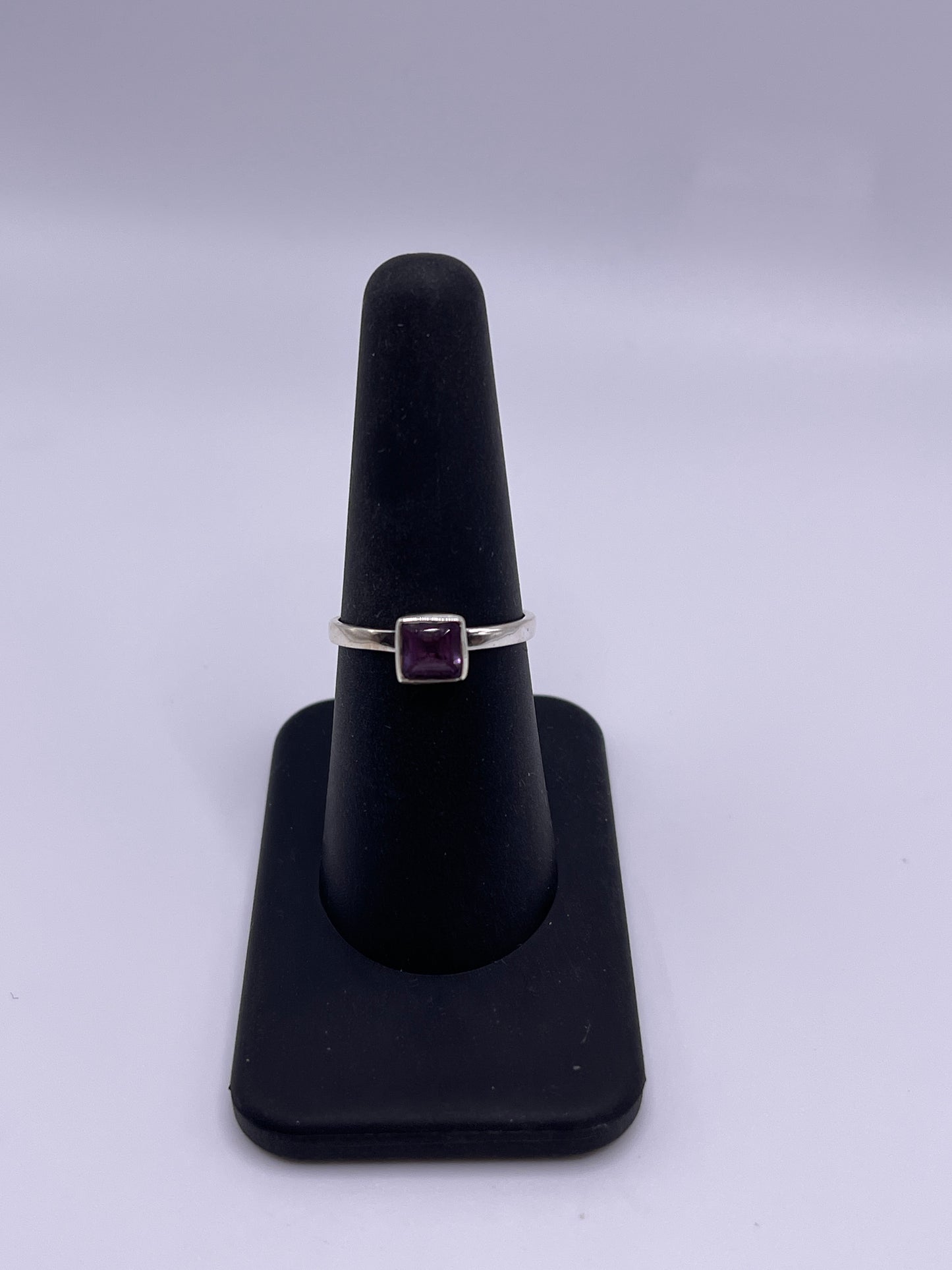 Amethyst Square Sterling Silver Ring 7