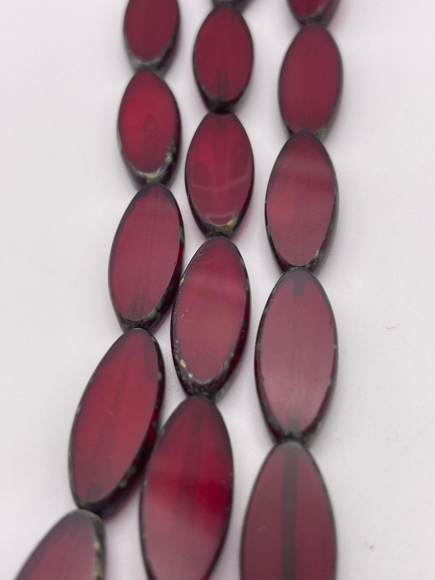 8mm Red & Green Oval Czech Bead Strand